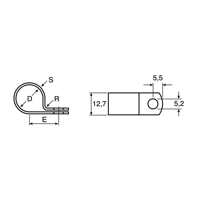 HellermannTyton 11.1 mm ID Natural Aluminium P-Clip 211-10070 ALU7-AL-NA