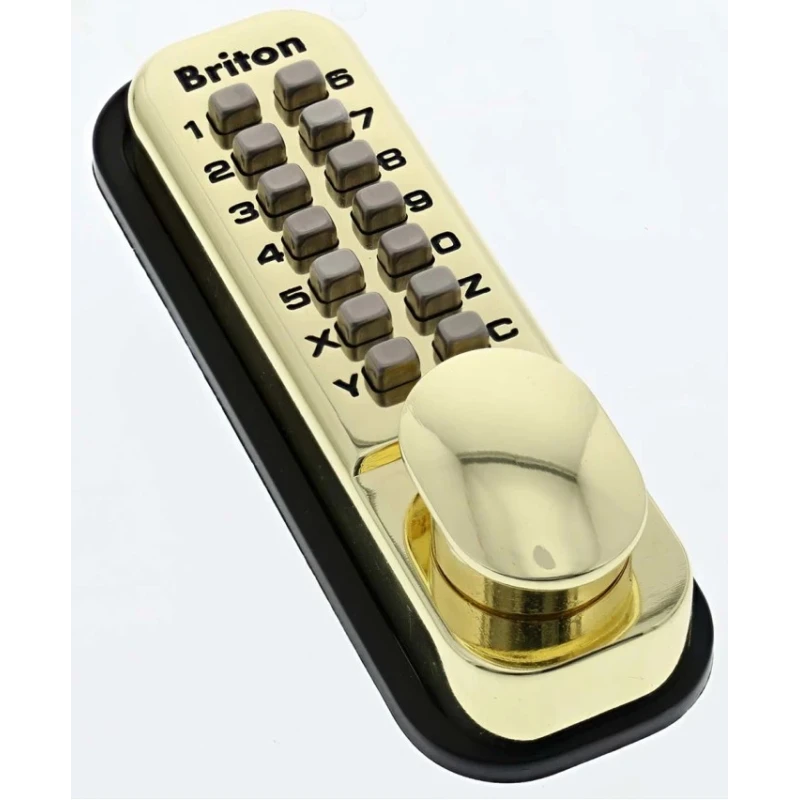 Briton Brass Mechanical Polished Code Lock for Doors 35mm to 60mm Thickness 9160.PB