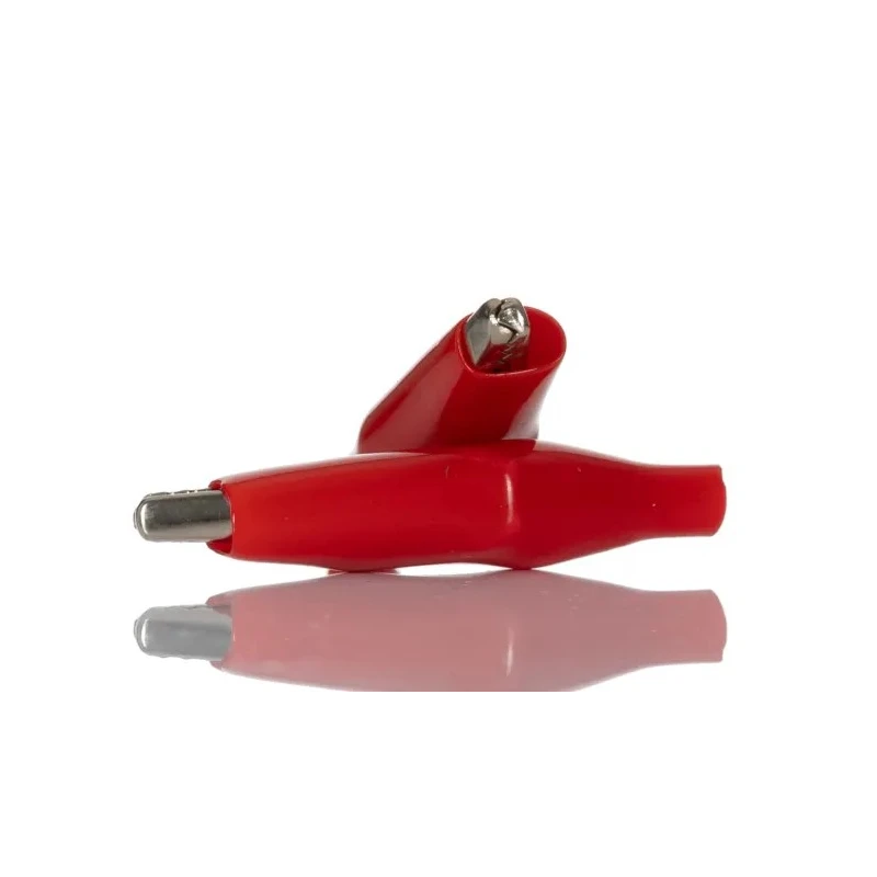 RS PRO Red Insulated Crocodile Clip Nickel Plated Steel Contact 5A 8mm Jaw Opening 483-843