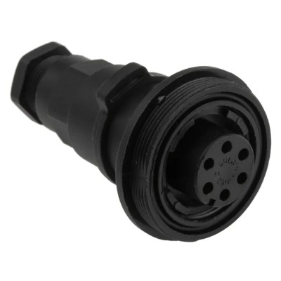 Bulgin Circular Connector In-Line Socket Female 6 Contacts IP68 250V 5A Standard Buccaneer Series 