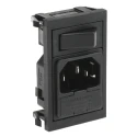 Bulgin C14 Straight Snap-in IEC Connector Female, 250V, 10A, Fuse Size 5 x 20 mm BZV01/Z0000/01