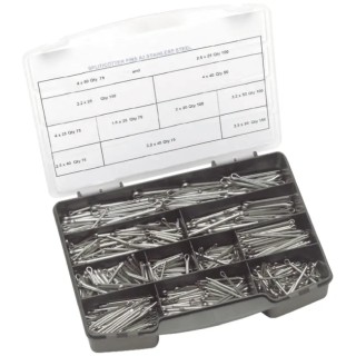 RS PRO 1025 piece Plain Stainless Steel Cotter Pin Kit 4 mm 50 mm 484-051