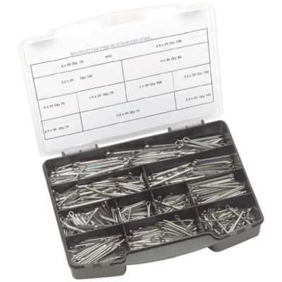 RS PRO 1025 piece Plain Stainless Steel Cotter Pin Kit 4 mm 50 mm 484-051