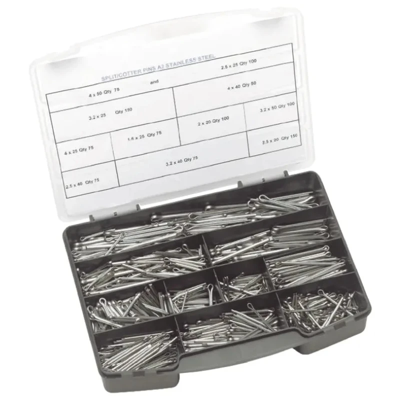 RS PRO 1025 piece Plain Stainless Steel Cotter Pin Kit 4 mm 50 mm 484-051