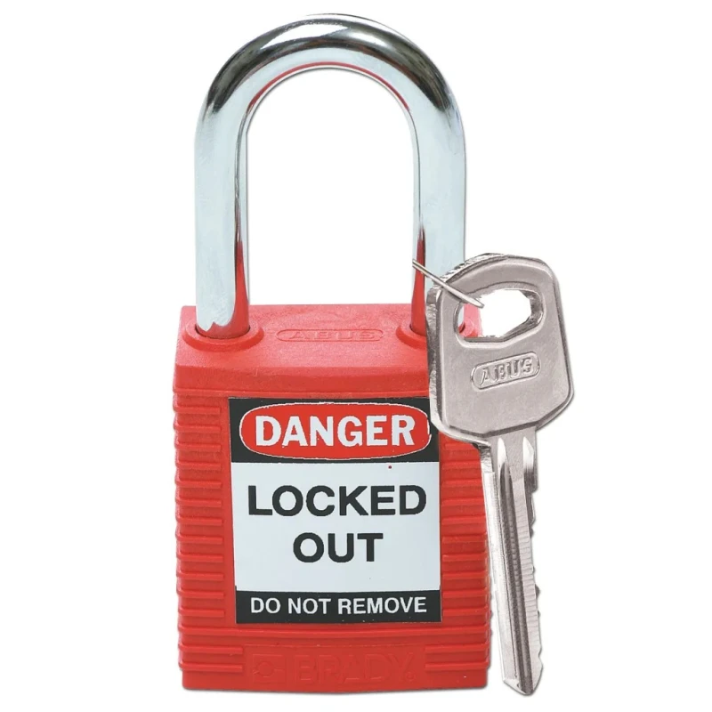 Brady Key Steel, Nylon Security Padlock Weatherproof 6.35 mm Shackle Diameter 38mm Body 051339
