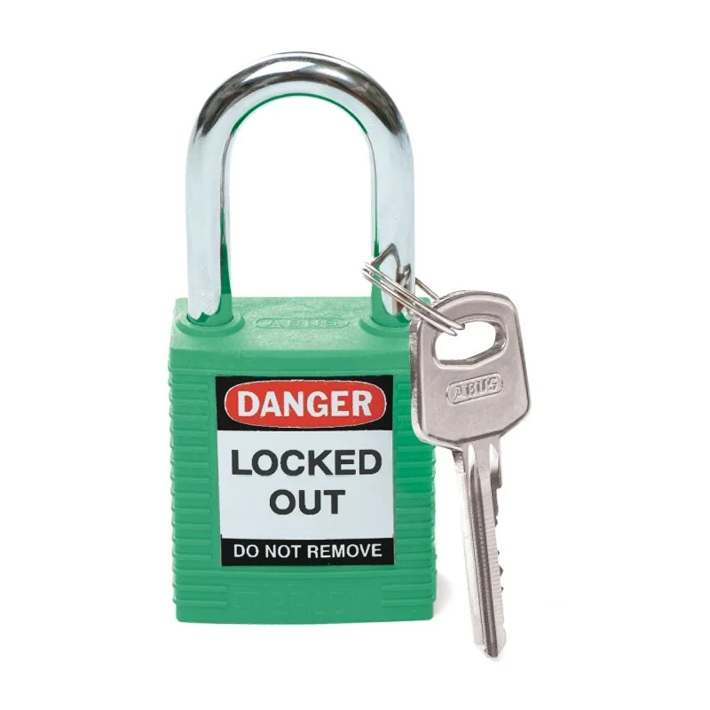 RS PRO Steel and Nylon Weatherproof Key Security Padlock 6.35 mm Shackle Diameter 38 SFTY PADLOCK STEEL 38MM SHA GREEN 6/PAC