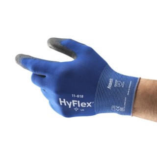 Ansell HyFlex 11-618 Blue Nylon Work Gloves Size 10 Polyurethane Coating 11618100