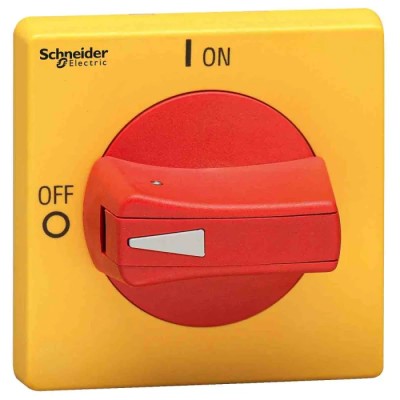 Schneider Electric Red, Yellow Rotary Handle 2.56 in, TeSys Series VLSH2H5RD