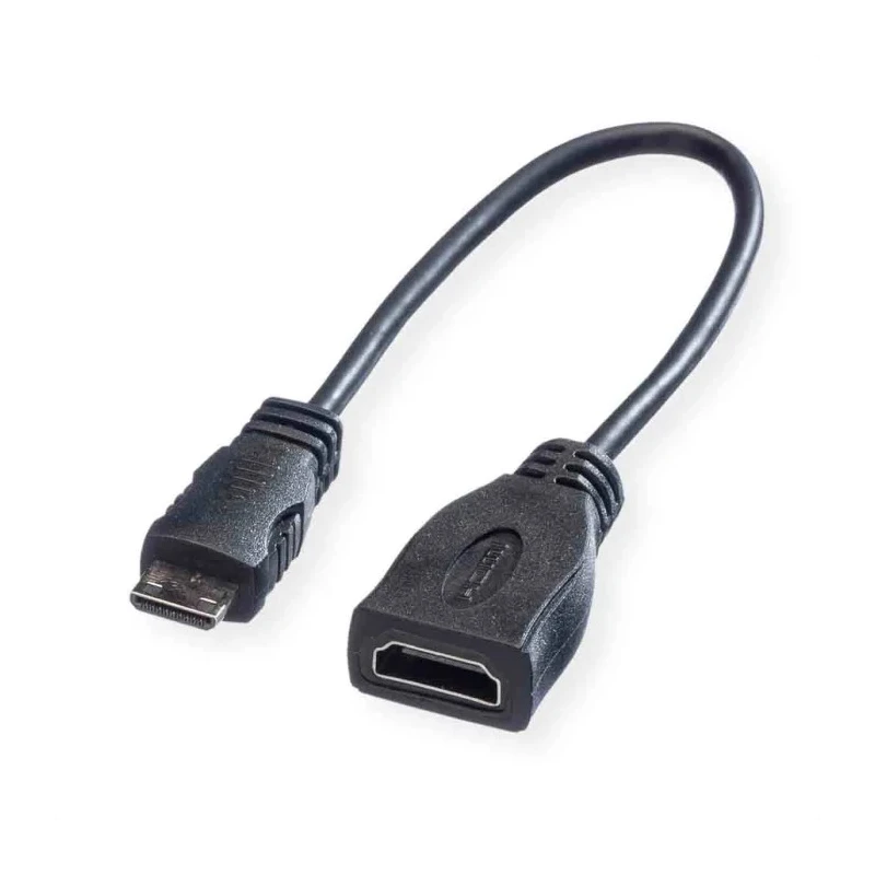Roline 150 mm High Speed HDMI Cable, Female Mini HDMI to Male HDMI, Black 11.04.5586-10