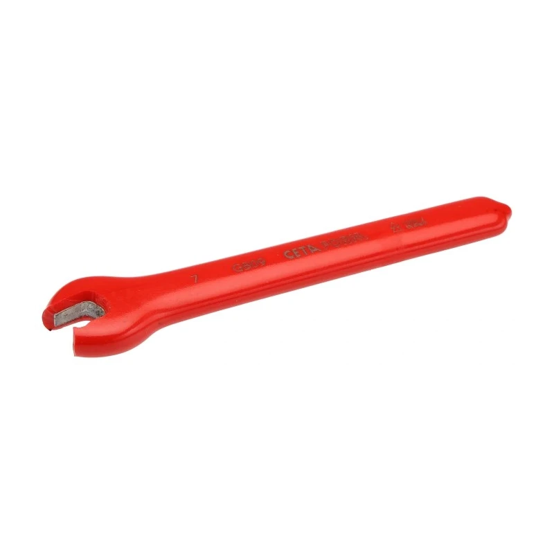 RS PRO Insulated Chrome Vanadium Steel Open End Spanner Metric 7 mm Size 110mm Overall Length IEC 60900 Compliant 197-3793