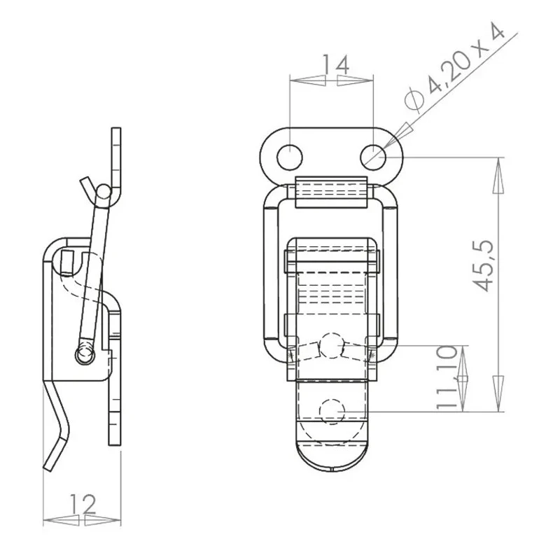 RS PRO Stainless Steel Draw Latch 50 mm Length 22 mm Width 12 mm Depth 245N Operating Tension 197-4126