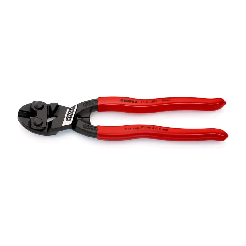 Knipex Compact Bolt Cutter 200 mm, 6 mm Cutting Capacity, Plastic Grip, Chrome Vanadium Steel Jaw 7141200