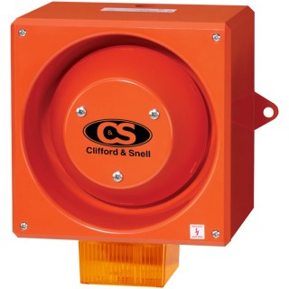 Clifford & Snell YL80 Series Amber Beacon-Sounder Combination 24V DC, 117dB, IP66, Electronic Xenon Strobe YL80/D50/A/RF/WR
