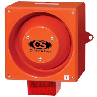 NEUTRAL Red Beacon-Sounder Combination 24V DC 117dB IP66 Wall Bulkhead Mount YL80/D50/R/RF/WR