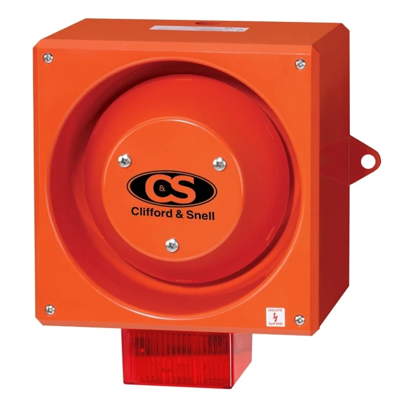 NEUTRAL Red Beacon-Sounder Combination 24V DC 117dB IP66 Wall Bulkhead Mount YL80/D50/R/RF/WR