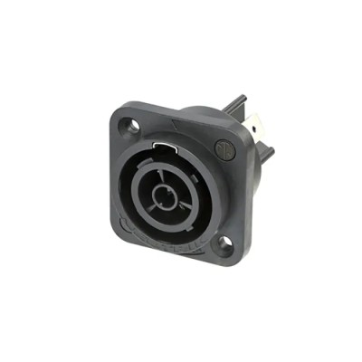 Neutrik 16A 250V Mains Socket Black Panel Mount Polyamide NAC3FPX-TOP