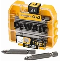 DeWALT Pozidriv Screwdriver Bit Set 15 Pieces PZ2, Molybdenum Steel & Chrome Vanadium Steel, Overall Length 50mm DP73-QZ
