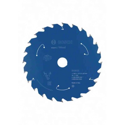 Bosch Circular Saw Blade 160mm Diameter Carbide 24 Teeth Alternate Top Bevel 20mm Arbor 10° Rake Angle 2608902145