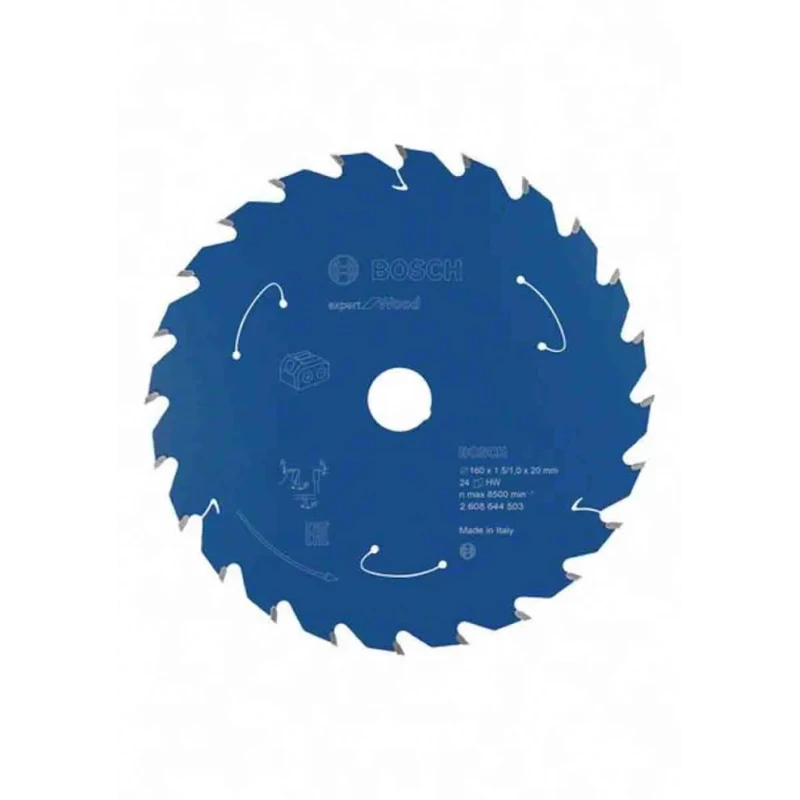 Bosch Circular Saw Blade 160mm Diameter Carbide 24 Teeth Alternate Top Bevel 20mm Arbor 10° Rake Angle 2608902145