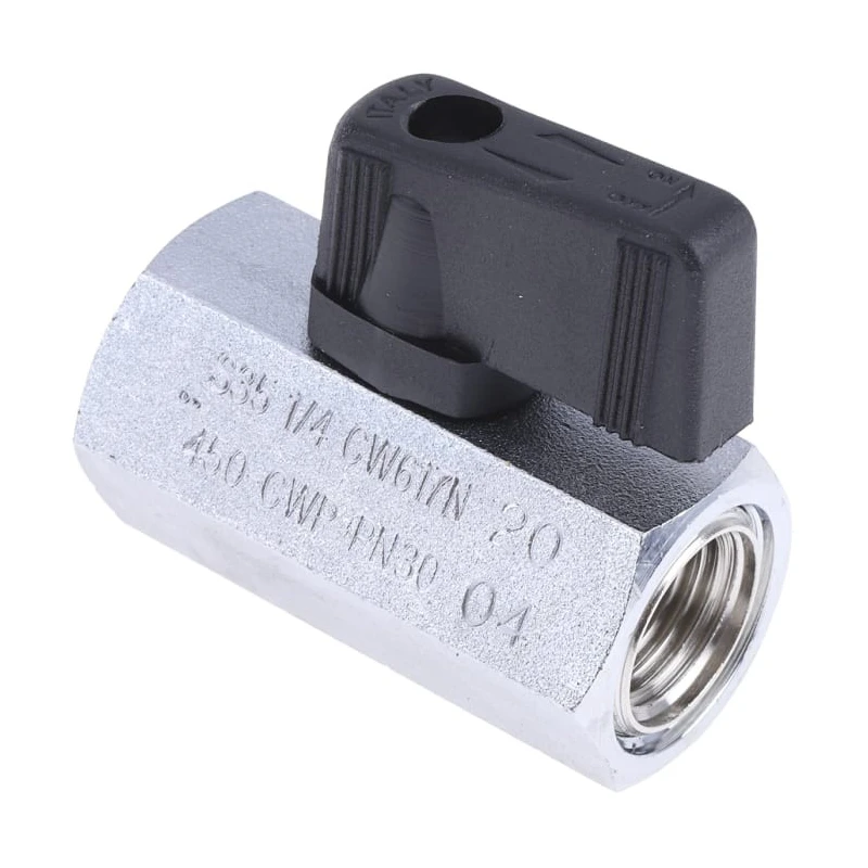 RS PRO Chrome Plated Brass Hydraulic Ball Valve ISO 228, 1/4 in Port Size, 30 bar Pressure, Brass Ball 486-277
