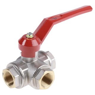 RS PRO Brass Threaded 3-Way Reduced Bore BSPP Ball Valve 3/4 in 25 bar Pressure 120°C Operating Temperature 486-328