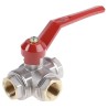 RS PRO Brass Threaded 3-Way Reduced Bore BSPP Ball Valve 3/4 in 25 bar Pressure 120°C Operating Temperature 486-328