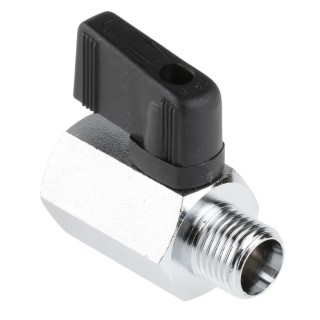 RS PRO Chrome Plated Brass Hydraulic Ball Valve 1/4 in 2 Ports ISO 228 30 bar 486-334