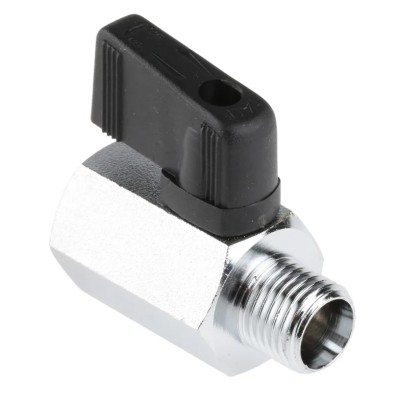 RS PRO Chrome Plated Brass Hydraulic Ball Valve 1/4 in 2 Ports ISO 228 30 bar 486-334