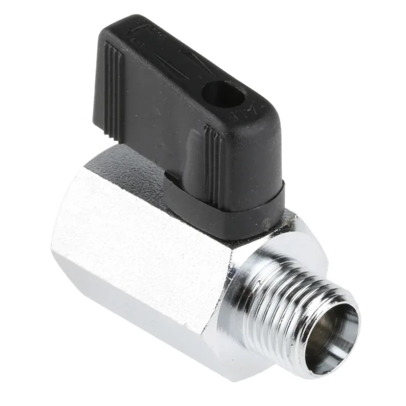 RS PRO Chrome Plated Brass Hydraulic Ball Valve 1/4 in 2 Ports ISO 228 30 bar 486-334