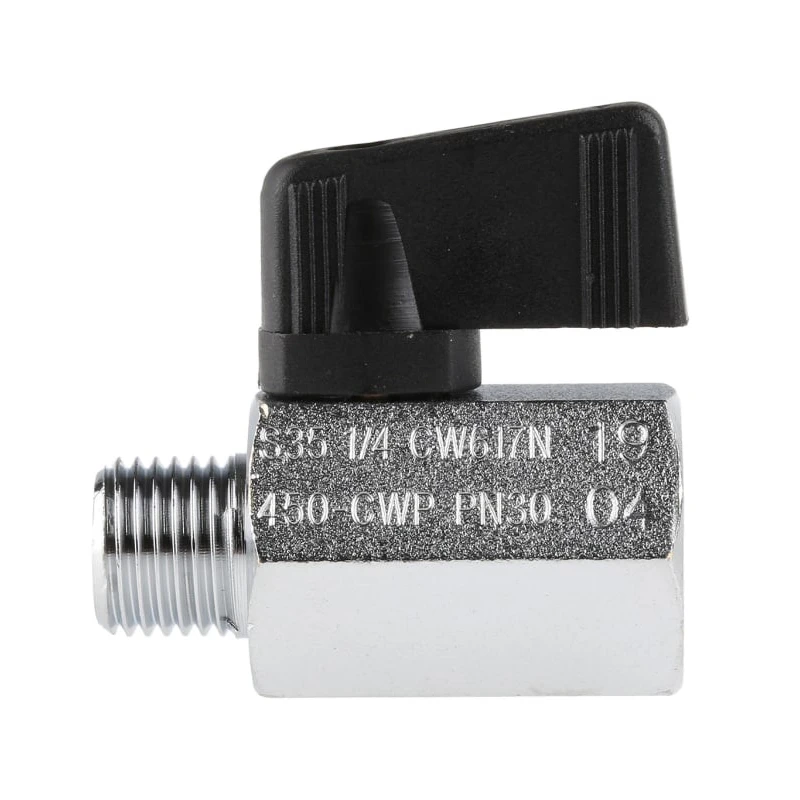 RS PRO Chrome Plated Brass Hydraulic Ball Valve 1/4 in 2 Ports ISO 228 30 bar 486-334