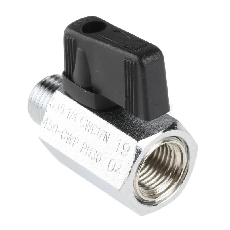 RS PRO Chrome Plated Brass Hydraulic Ball Valve 1/4 in 2 Ports ISO 228 30 bar 486-334