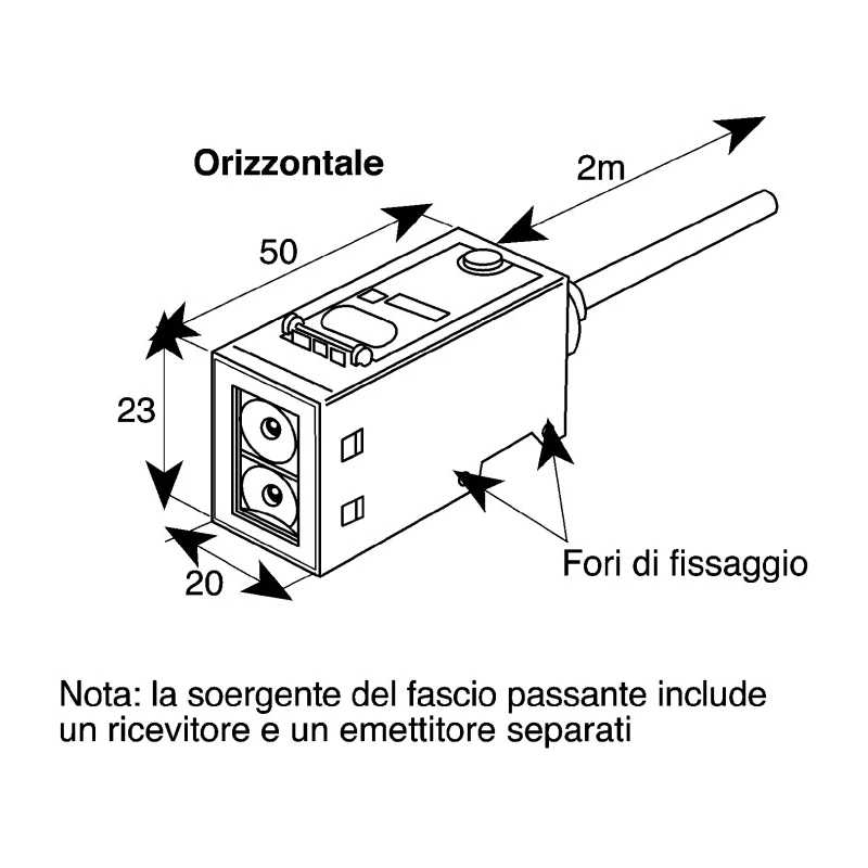 Omron Diffuse Photoelectric Sensor, Block Style, 2 m Detection Range, PNP Output, IP67, Die Cast Zinc Housing E3S-CD12 2M