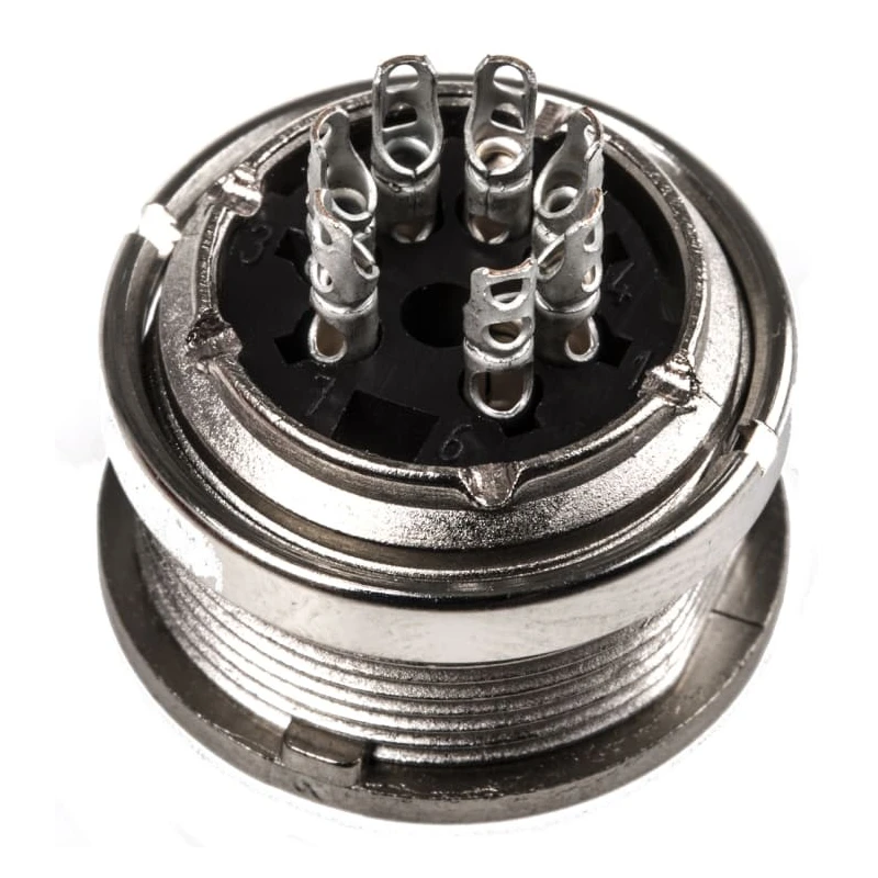 Amphenol Industrial DIN Socket, C 091 A 7 Pole Straight M16 Panel Mount Female, 4A, 100V, IP40, Screw Lock T3487000