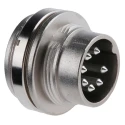 Amphenol Industrial C 091 A 7 Pole Straight M16 DIN Plug 100V 4A Brass Housing Silver Plating T3486000