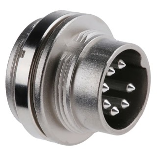 Amphenol Industrial C 091 A 7 Pole Straight M16 DIN Plug 100V 4A Brass Housing Silver Plating T3486000