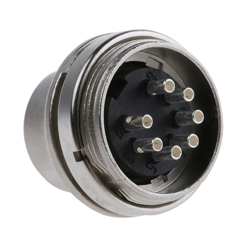 Amphenol Industrial C 091 A 7 Pole Straight M16 DIN Plug 100V 4A Brass Housing Silver Plating T3486000