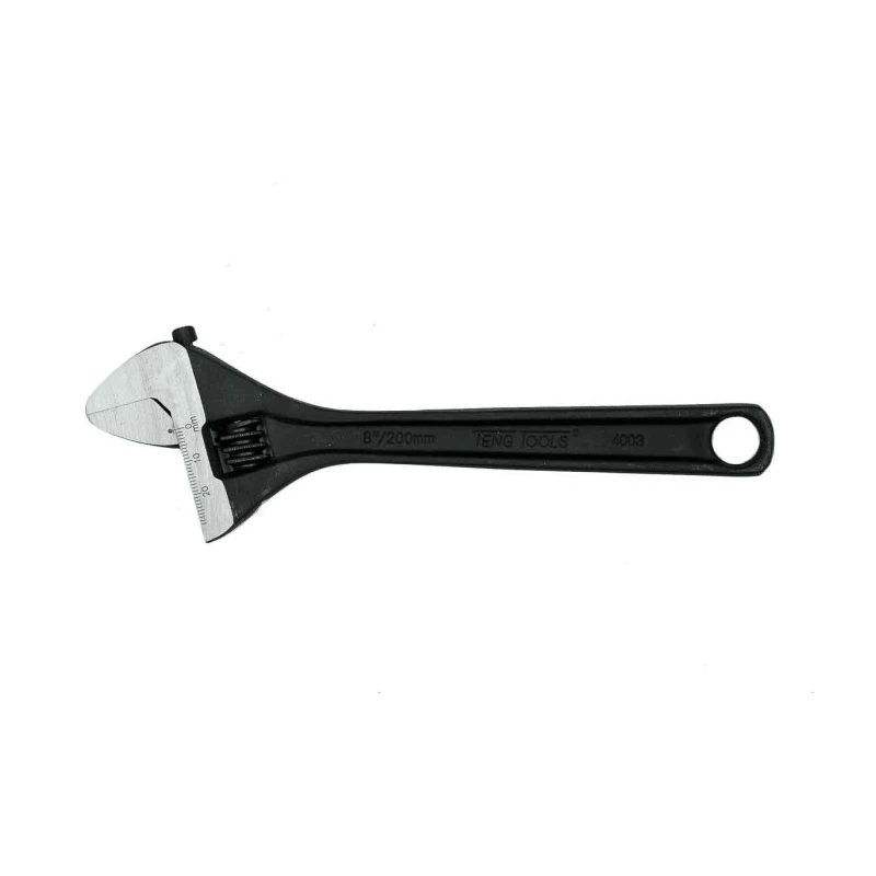 Teng Tools Adjustable Wrench 28 mm Jaw Capacity, 200mm Overall Length, Metal Handle 4003