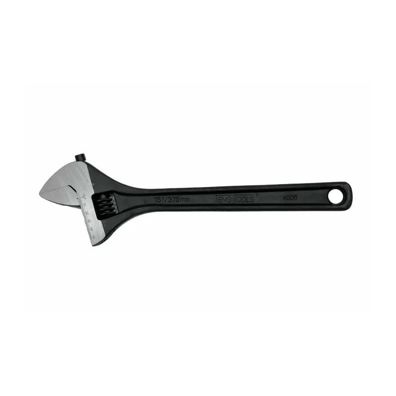 Teng Tools Adjustable Wrench 50 mm Jaw Capacity 375mm Overall Length Metal Handle 4006