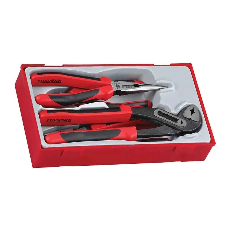 Teng Tools 4-Piece Plier Set with Water Pump, Combination, Long Nose, and Side Cutter TT440-T