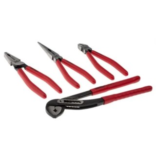 Teng Tools 4-Piece Plier Set with Water Pump Plier, Side Cutter, Long Nose Plier, Combination Plier TT440