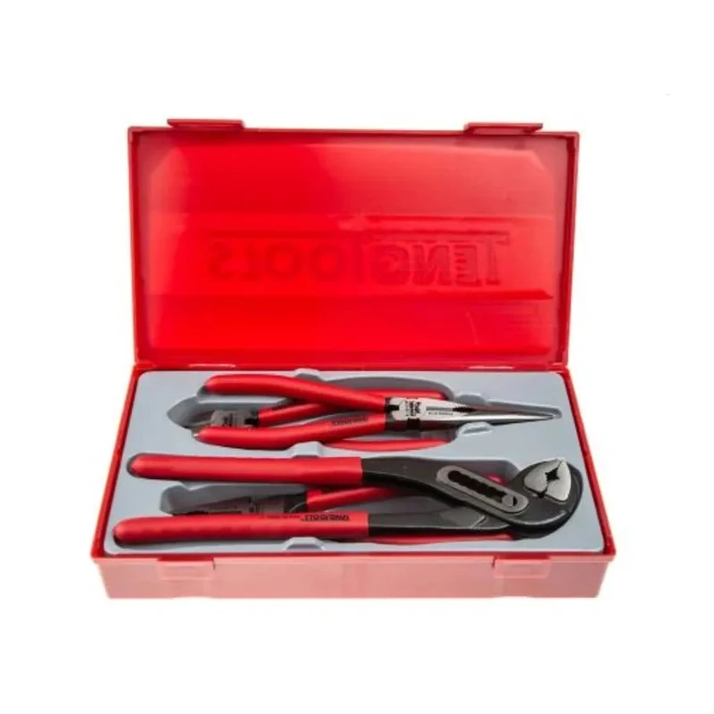 Teng Tools 4-Piece Plier Set with Water Pump Plier, Side Cutter, Long Nose Plier, Combination Plier TT440