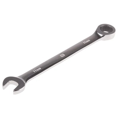 RS PRO Combination Ratchet Spanner 11 mm Chrome Vanadium Steel Chrome Finish ANSI b.107.6 487-028