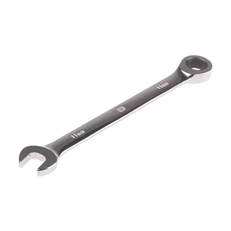 RS PRO Combination Ratchet Spanner 11 mm Chrome Vanadium Steel Chrome Finish ANSI b.107.6 487-028