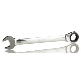 RS PRO Combination Ratchet Spanner 22 mm Chrome Vanadium Steel Chrome Finish ANSI b.107.6 487-040