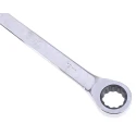 RS PRO Combination Ratchet Spanner 19 mm, 250mm Overall Length Chrome Vanadium Steel Chrome Finish 487-044