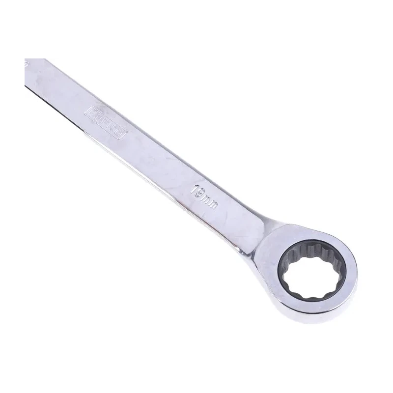 RS PRO Combination Ratchet Spanner 19 mm, 250mm Overall Length Chrome Vanadium Steel Chrome Finish 487-044