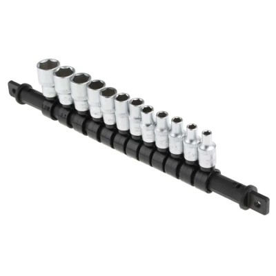 RS PRO 12-Piece 1/4 in Standard Socket Set Chrome Vanadium Steel Chrome Finish 487-113