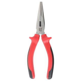 RS PRO 1-Piece Long Nose Plier Chrome Vanadium Steel 160mm Length 51mm Jaw 487-090