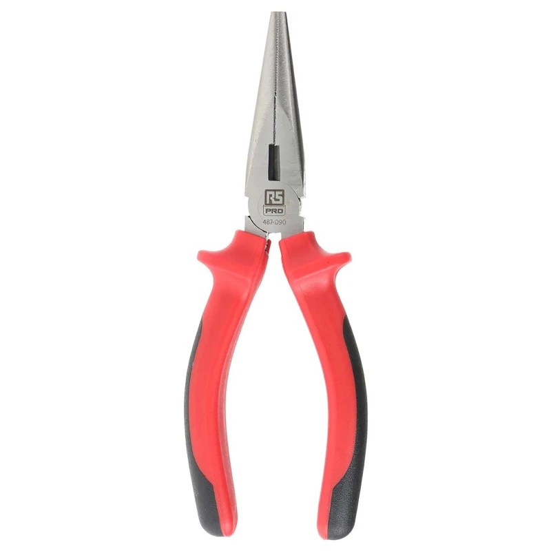 RS PRO 1-Piece Long Nose Plier Chrome Vanadium Steel 160mm Length 51mm Jaw 487-090