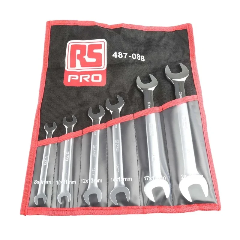 RS PRO 6-Piece Metric Open End Spanner Set Chrome Vanadium Steel 6 Double-Ended Sizes 487-088